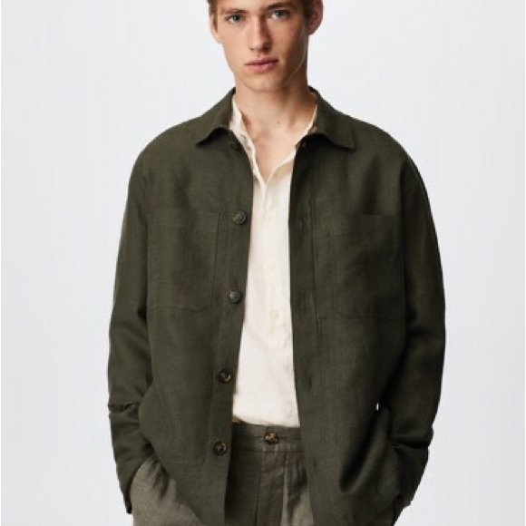 Men's Olive Green linen Jacket - Picture 1 of 1